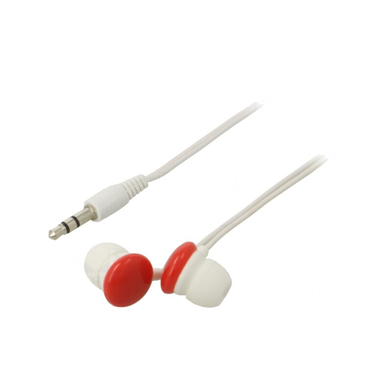 Căști In-Ear Albe/Roșii Jack 3.5mm 1.2m | Electronic-mag.ro | Componente Electronice