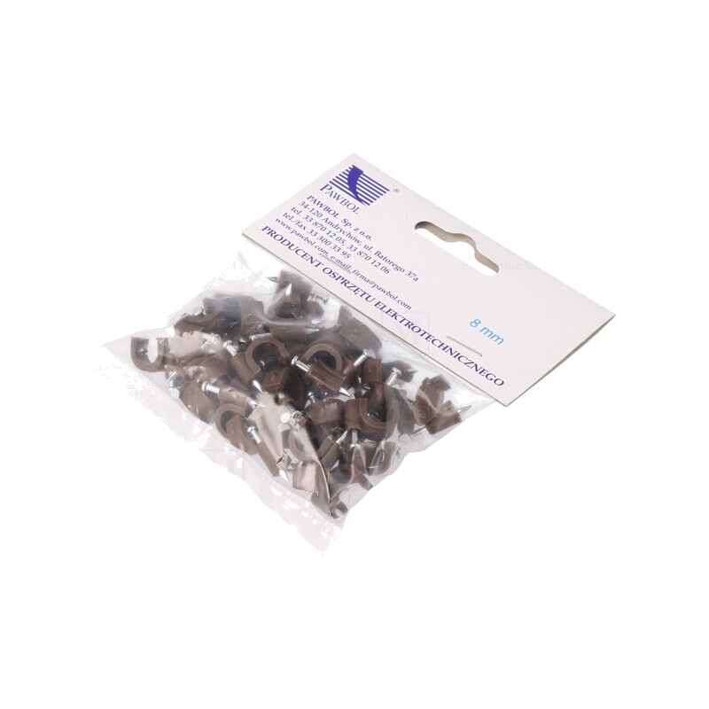 Suport cablu rotund maro 8mm 50buc | Electronic-mag.ro | Componente Electronice