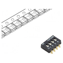 Comutator DIP-SWITCH 4 Secțiuni ON-OFF 24VDC | Electronic-mag.ro | Componente Electronice