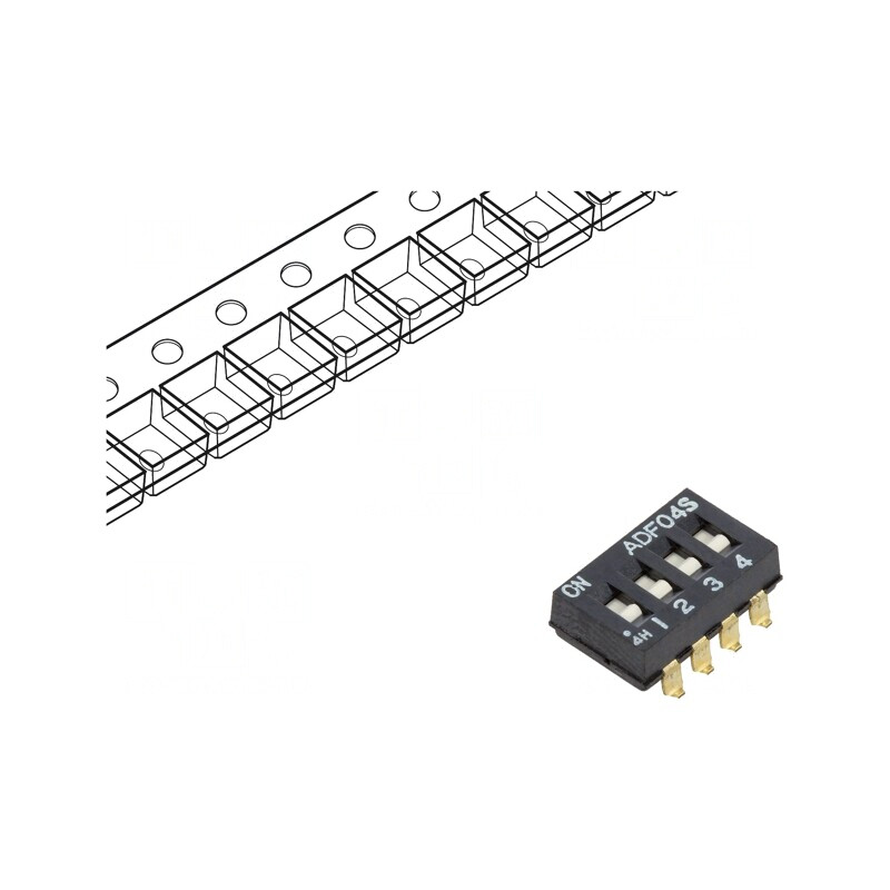Comutator DIP-SWITCH 4 Secțiuni ON-OFF 24VDC | Electronic-mag.ro | Componente Electronice