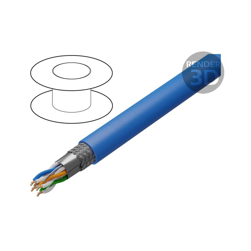 Cablu S/FTP Cat6a Cu LSZH Albastru 500m | Electronic-mag.ro | Componente Electronice