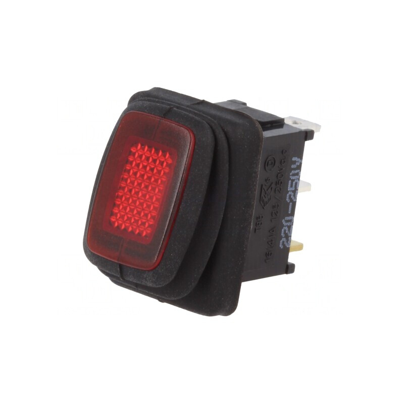 Comutator ROCKER SPST ON-OFF 10A/250VAC Roșu IP65 Lampă Neon | Electronic-mag.ro | Componente Electronice Comutator ROCKER SPST ON-OFF 10A/250VAC Roșu IP65 Lampă Neon | Electronic-mag.ro | Componente Electronice