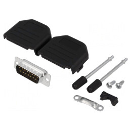 Mufă D-Sub 15 PIN Tată pentru Lipire pe Cablu - Set Complet | Electronic-mag.ro | Componente Electronice