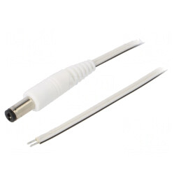 Cablu Alb 0,5m 2x0,35mm2 cu Mufă DC 5,5/2,1 Drept | Electronic-mag.ro | Componente Electronice