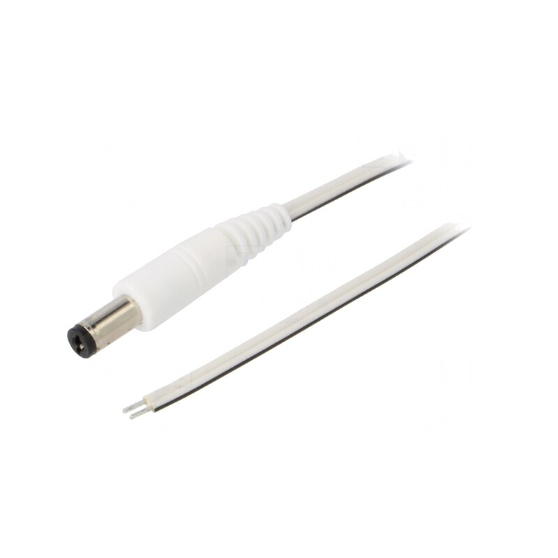 Cablu Alb 0,5m 2x0,35mm2 cu Mufă DC 5,5/2,1 Drept | Electronic-mag.ro | Componente Electronice