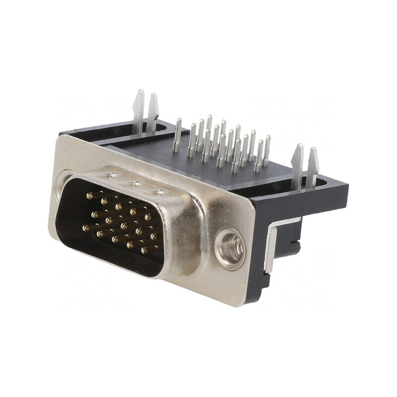 Conector D-Sub 15 PIN soclu tată PCB unghi 90° THT 2,5A | Electronic-mag.ro | Componente Electronice