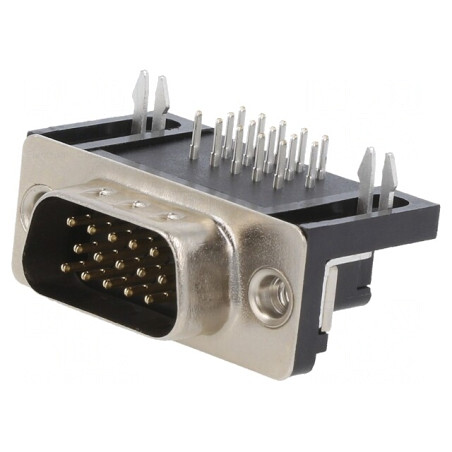 Conector D-Sub 15 PIN soclu tată PCB unghi 90° THT 2,5A | Electronic-mag.ro | Componente Electronice