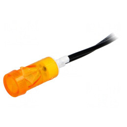 Lampă de control: cu neon; plată; chihlimbar; 230VAC; Orif: Ø12mm