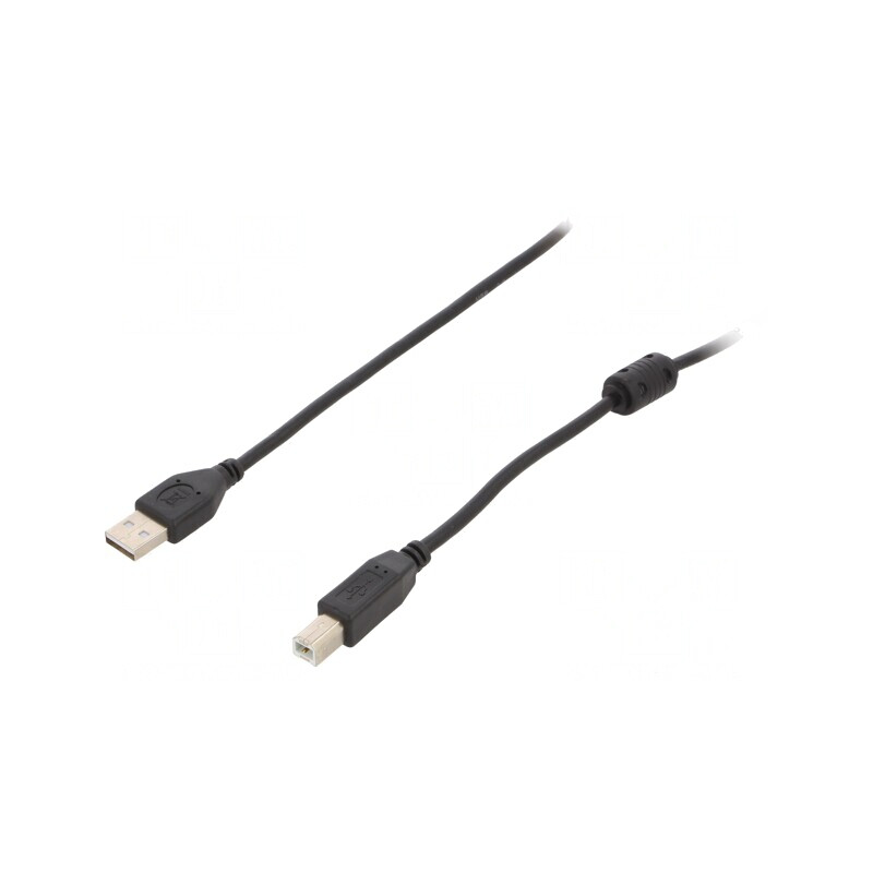 Cablu USB 2.0 A-B Aurit 1.8m Negru | Electronic-mag.ro | Componente Electronice