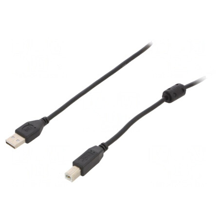 Cablu USB 2.0 A-B Aurit 1.8m Negru | Electronic-mag.ro | Componente Electronice