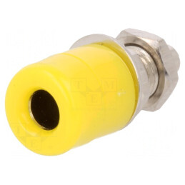Soclu banană galben 4mm 20A nichelat | Electronic-mag.ro | Componente Electronice