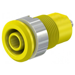 Soclu Banană 4mm 24A 1kV Galben Nickel-Alamă | Electronic-mag.ro | Componente Electronice
