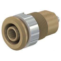 Soclu banană 4mm 24A 1kV maro nichelat alamă | Electronic-mag.ro | Componente Electronice
