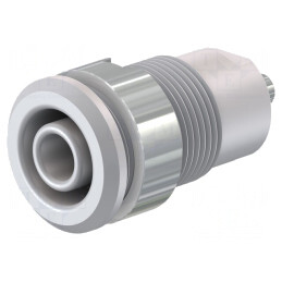 Soclu banană alb 4mm 24A 1kV nichelat | Electronic-mag.ro | Componente Electronice