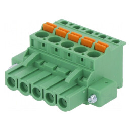Regletă de conexiuni deconectabilă 5mm 5 piste 90° | Electronic-mag.ro | Componente Electronice