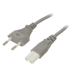 Cablu Alimentare 1m Gri 2x0,75mm2 CEE 7/16 la IEC C7 | Electronic-mag.ro | Componente Electronice