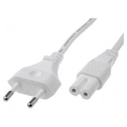 Cablu Alimentare Alb 1m 2x0.75mm2 CEE 7/16 la IEC C7 | Electronic-mag.ro | Componente Electronice