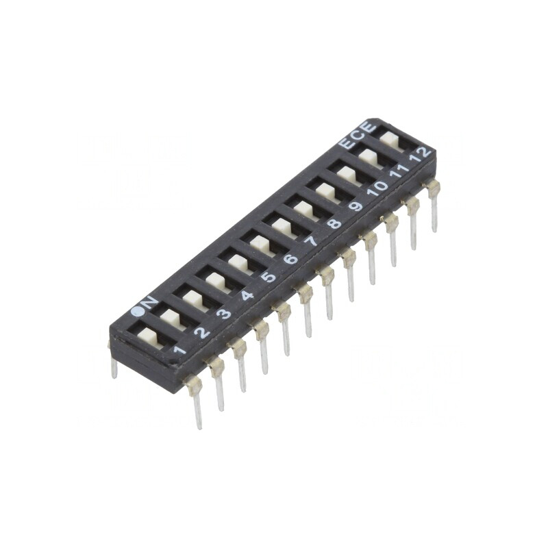 Comutator DIP-SWITCH 12 Secțiuni 24VDC | Electronic-mag.ro | Componente Electronice