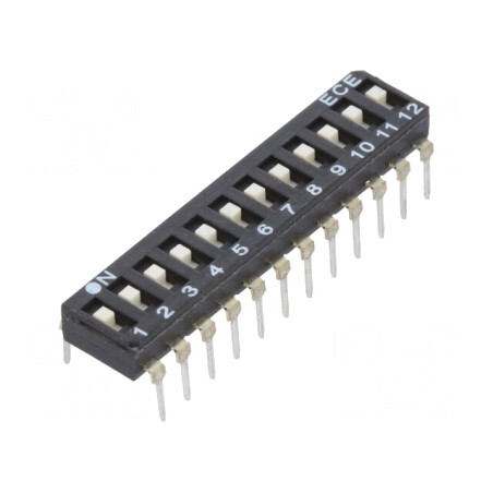 Comutator DIP-SWITCH 12 Secțiuni 24VDC | Electronic-mag.ro | Componente Electronice
