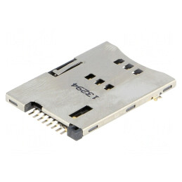 Conector: pentru carduri; SIM; push-push; SMT; aurit; 500mA