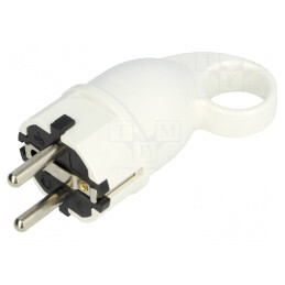 Conector de alimentare AC tată 2P PE 250VAC 16A Alb | Electronic-mag.ro | Componente Electronice