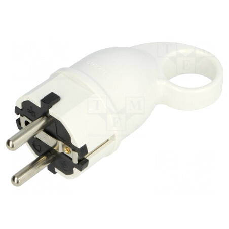 Conector de alimentare AC tată 2P PE 250VAC 16A Alb | Electronic-mag.ro | Componente Electronice