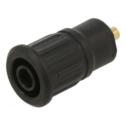 Soclu Banană 4mm 24A 1kV Negru Aurit Panou | Electronic-mag.ro | Componente Electronice