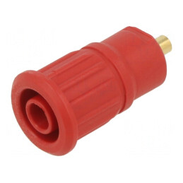 Soclu Banană 4mm 24A 1kV Roșu Aurit Pe Panou | Electronic-mag.ro | Componente Electronice