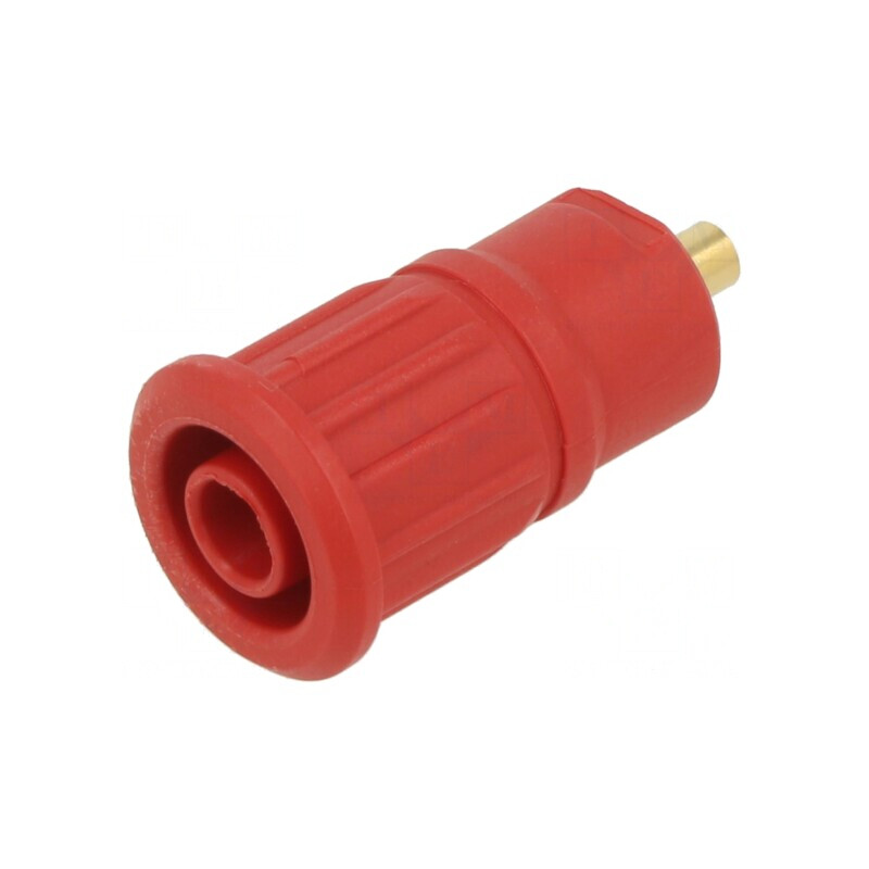 Soclu Banană 4mm 24A 1kV Roșu Aurit Pe Panou | Electronic-mag.ro | Componente Electronice