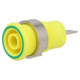 Soclu Banană 4mm 24A Galben-Verde | Electronic-mag.ro | Componente Electronice