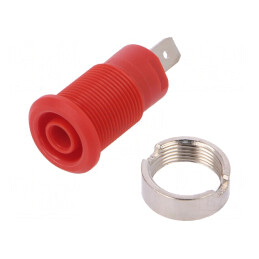 Soclu Banană 4mm Roșie 24A 1kV Nichelat | Electronic-mag.ro | Componente Electronice