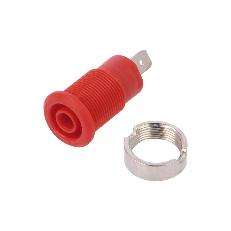 Soclu Banană 4mm Roșie 24A 1kV Nichelat | Electronic-mag.ro | Componente Electronice