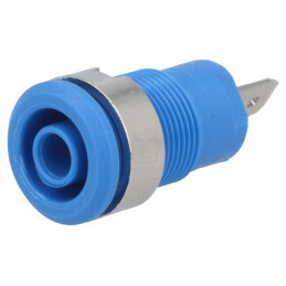 Soclu banană 4mm 24A albastru nichelat | Electronic-mag.ro | Componente Electronice