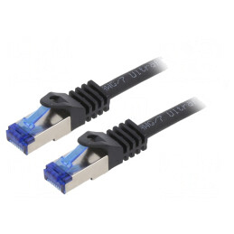 Patch cord S/FTP CAT6a Cu LSZH Negru 0.25m