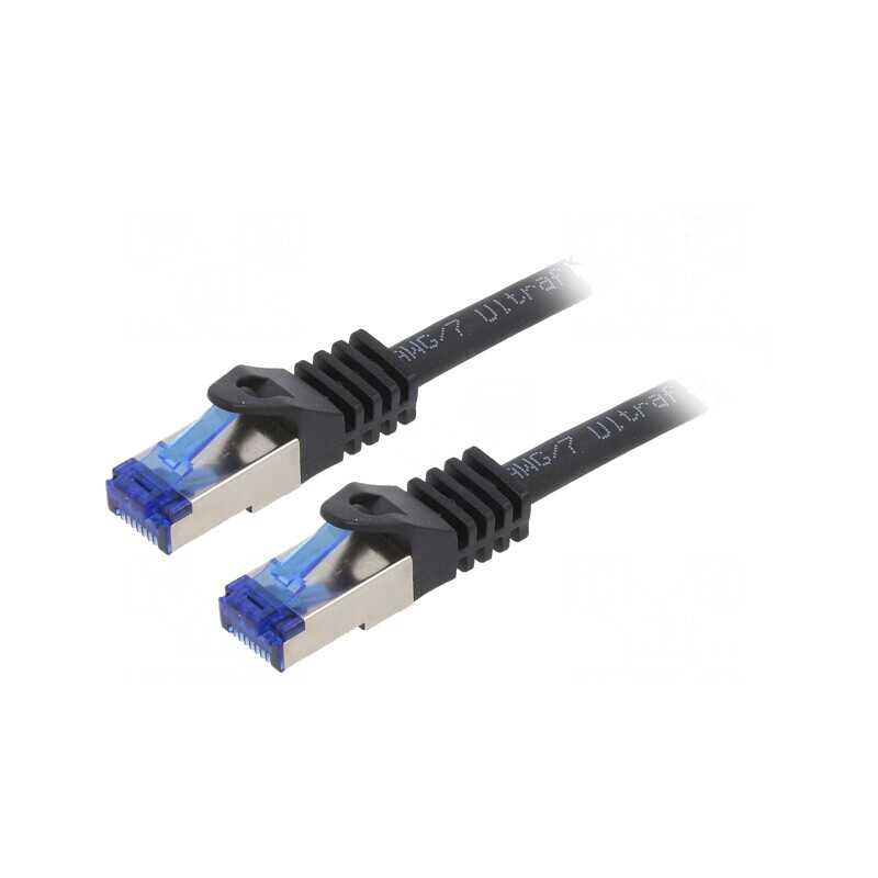 Patch cord S/FTP CAT6a Cu LSZH Negru 0.25m | Electronic-mag.ro | Componente Electronice