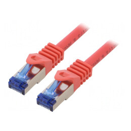 Patch Cord S/FTP Cat6a Cu LSZH Roșu 0.25m