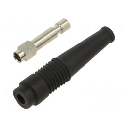 Soclu banană negru 4mm 32A 50mm lipit | Electronic-mag.ro | Componente Electronice