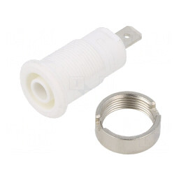 Soclu Banană 4mm 24A 1kV Alb Nichelat | Electronic-mag.ro | Componente Electronice
