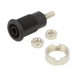 Soclu Banană 4mm 32A Negru Nichelat 33mm | Electronic-mag.ro | Componente Electronice