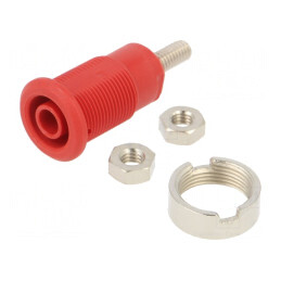 Soclu Banană 4mm 32A Roșu Nichelat 33mm | Electronic-mag.ro | Componente Electronice