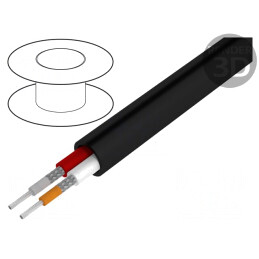 Cablu: AV; 2x0,08mm2; 100m; cositorit,OFC; negru; 2; litat; PVC; 49V