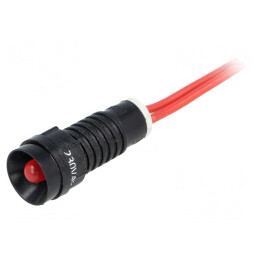 Lampa de control LED roșie 230V IP40 Ø11mm plastic | Electronic-mag.ro | Componente Electronice