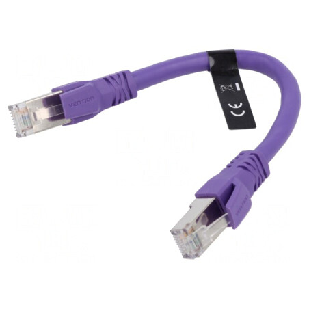 Patch cord S/FTP Cat 6a violet 0,2m | Electronic-mag.ro | Componente Electronice