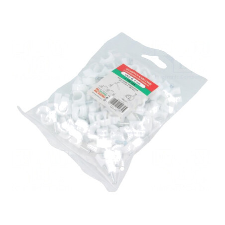 Suport cablu rotund alb 100 buc. | Electronic-mag.ro | Componente Electronice