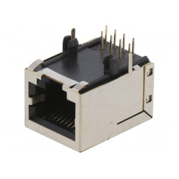 Soclu RJ45 8p8c Aurit pentru PCB THT | Electronic-mag.ro | Componente Electronice