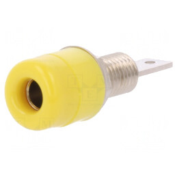 Soclu banană galben 4mm 32A nichelat pe panou | Electronic-mag.ro | Componente Electronice