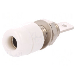 Soclu Banană 4mm Albă pe Panou 32A 33VAC 70VDC | Electronic-mag.ro | Componente Electronice