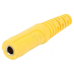 Soclu banană galben 4mm 32A 33VAC 70VDC pe cablu | Electronic-mag.ro | Componente Electronice
