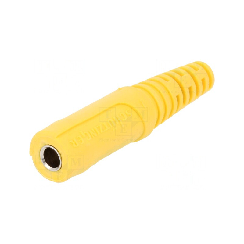 Soclu banană galben 4mm 32A 33VAC 70VDC pe cablu | Electronic-mag.ro | Componente Electronice