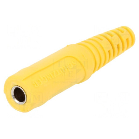 Soclu banană galben 4mm 32A 33VAC 70VDC pe cablu | Electronic-mag.ro | Componente Electronice